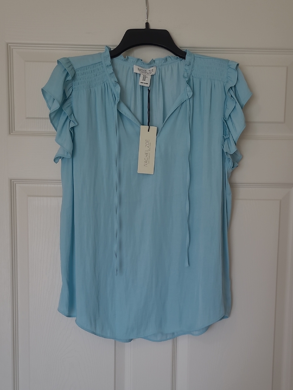 Rachel Zoe Ruffle Sleeve Tie-Neck Blouse